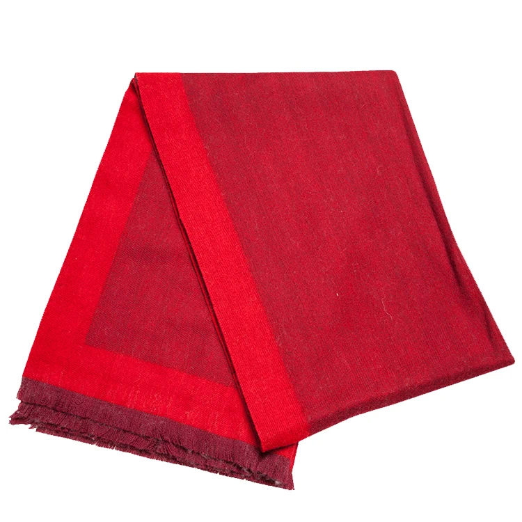 New Fashion Winter Wear Wool Shawl  Women Oversize Checked Solid Scarf Two Color Jacquard Wool Shawl for Women