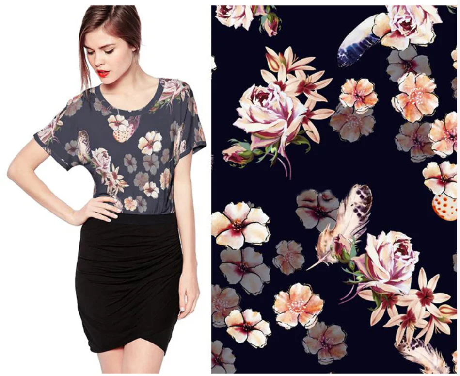 
New Products Digital Printed Custom Design Silk Habotai Fabric 