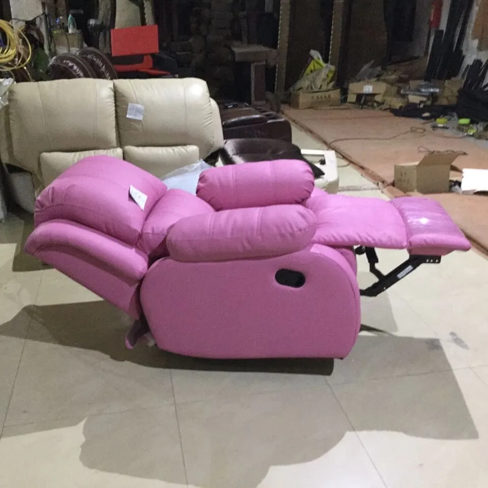 Contemporary Ty Pink PU Leather Rocker Swivel Recliner