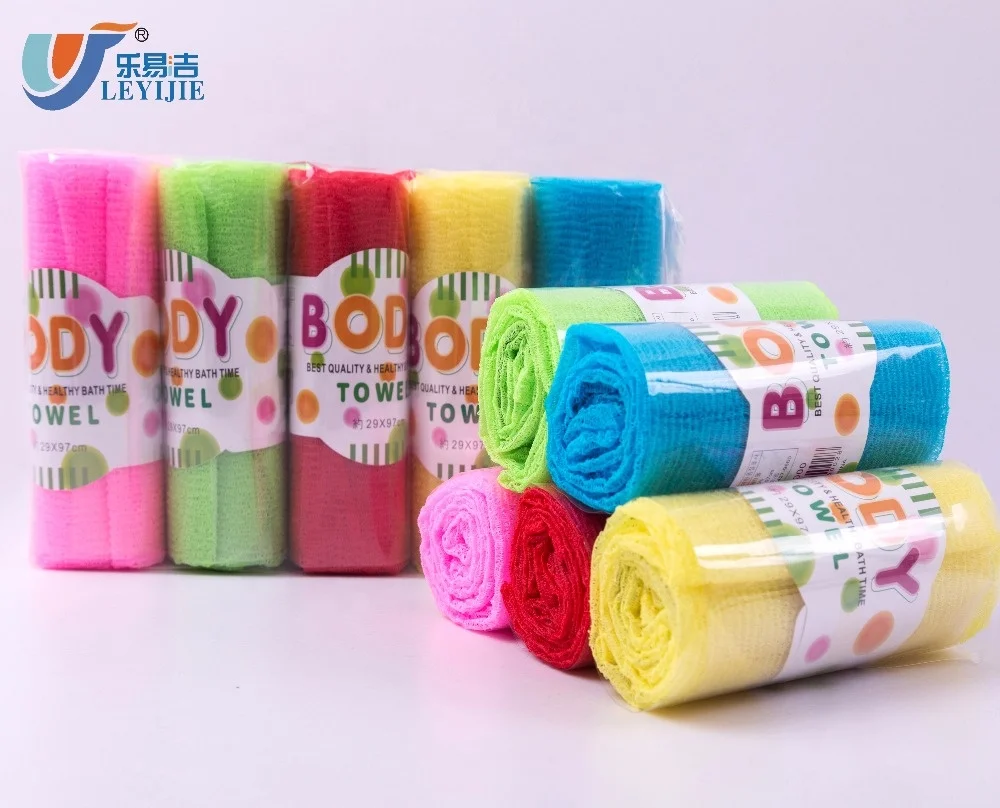 Full Stocked High Quality Shower Towel Body Scrub Cloth Exfoliating 100% Nylon Bath Scrub Towels
