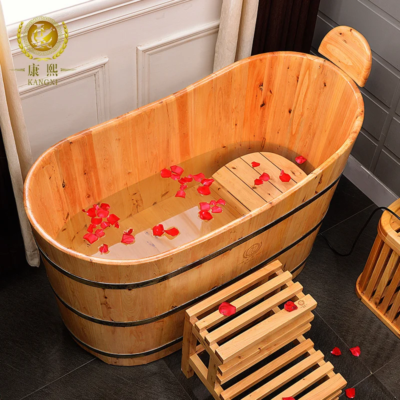 Chinese High Quality Natural Cedar Soaking Bathtub Bath Board Folding Bathtub