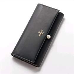 Big Capacity Luxury Purse Ladies Pearl Clutch Bag Women Leather Slim Wallet Double Side Money Clip in Stock