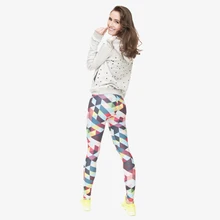 2015 Women New Arrival Color Triangles Pixels 3D Digital Printing Fashion Sexy Leggings Plus High Elastic