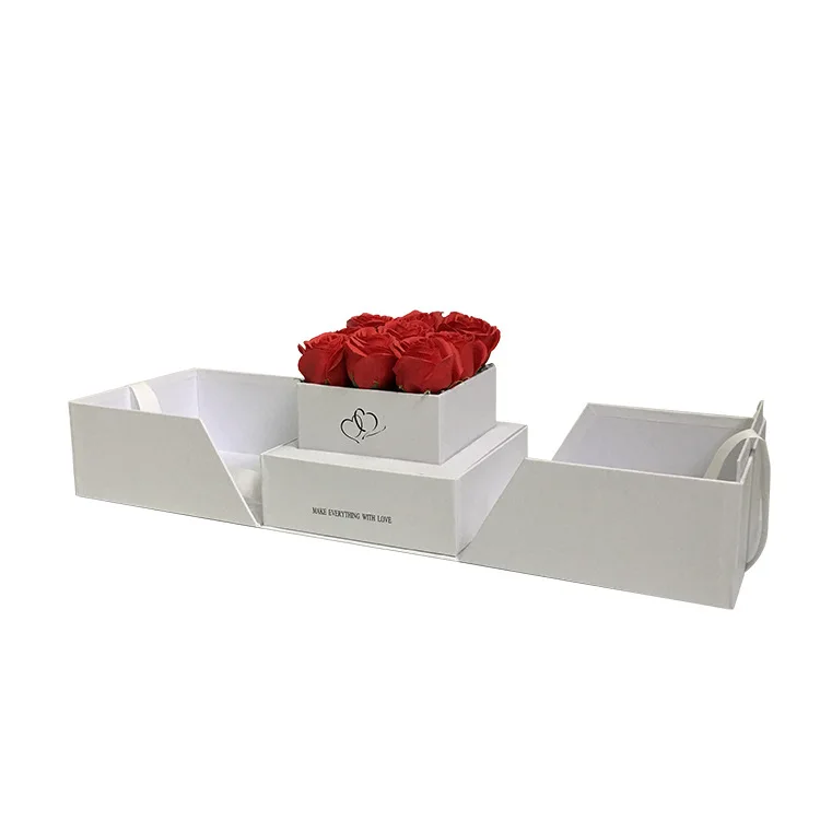 Custom printing design cardboard gift flower box packaging for rose flowers
