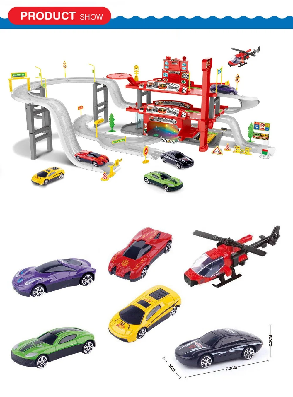 Hot sale latest model with 6pcs alloy cars toy parking garage for kids.