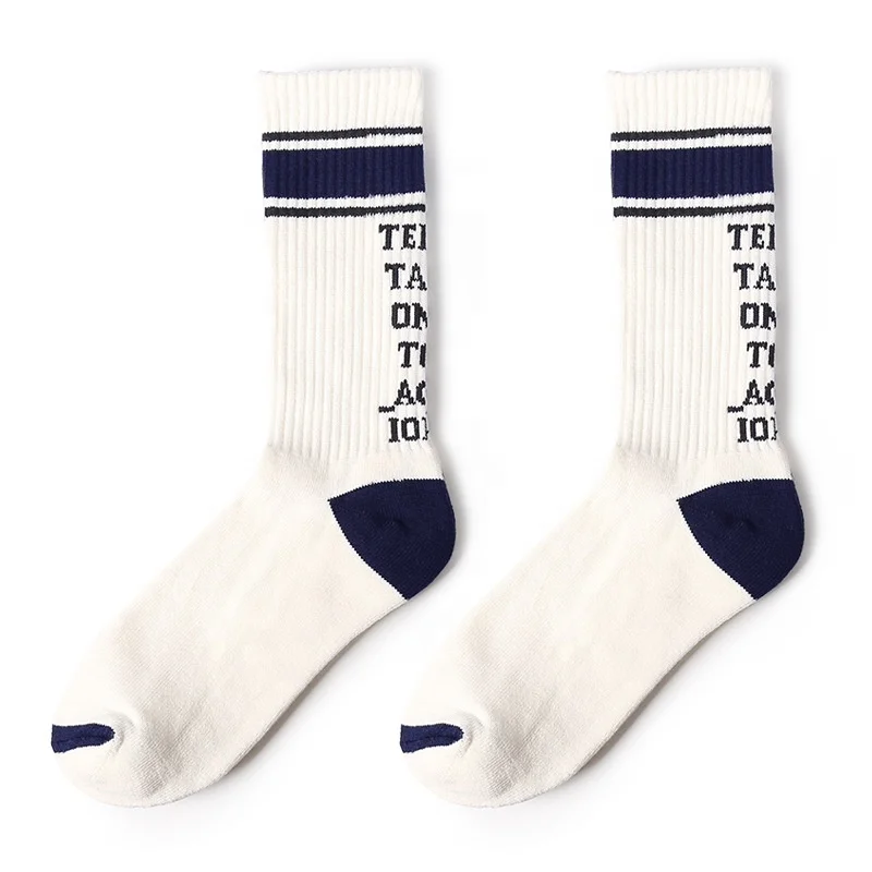 2019 Sports Hotsale high quality fashion terry cotton letter odm cute young boy teen tube socks