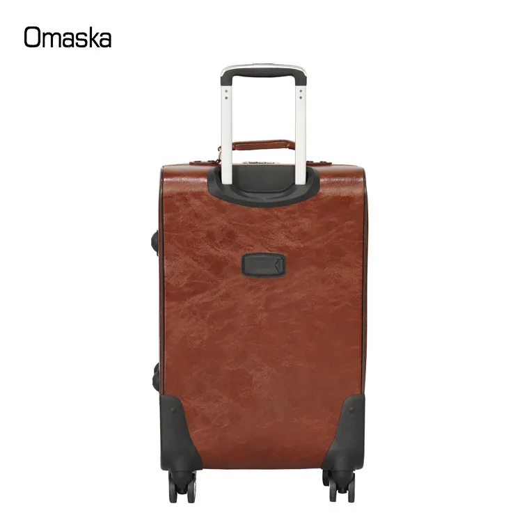 OMASKA Hot 4 wheels strong PU material trolley luggage bag set of 4 business luggage bag
