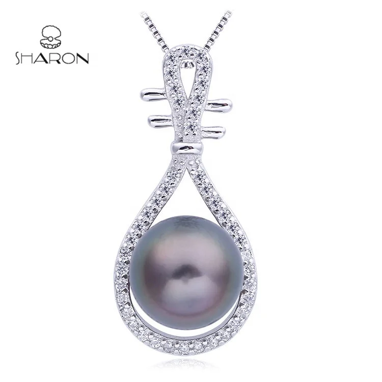 Popular Fashion Custom Sterling Silver Lute Musical Instrument Natural Pearl Pendant Necklace For Women