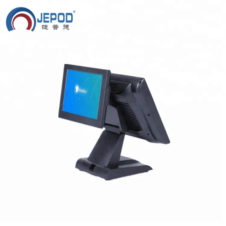 JEPOD JP-Q1T Dual Double Touch Screen Customer Display Touch Screen  All In One PC Communication POS System For Restaurant