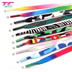 Hot Fancy Iridescent 100cm 40Inch Flat Polyester Shoe Laces, Sublimation Printed Rainbow Shoelace Directly Factory