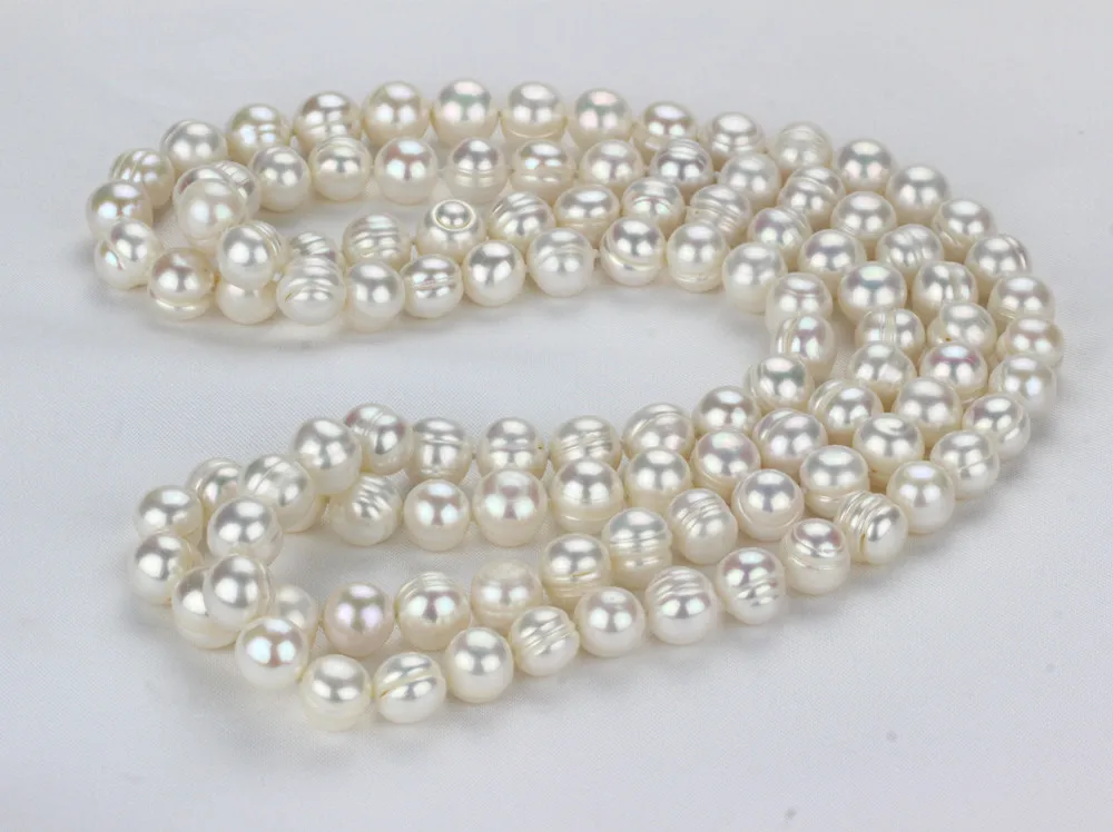 11mm A 47' off round natural freshwater pearl necklace fine jewelry