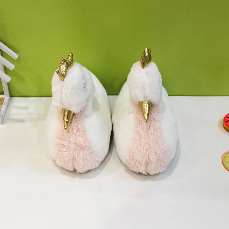 Детские домашние тапочки из искусственного меха, зимние тапочки, пушистый лебедь, оптовая продажа, тапочки для девочек