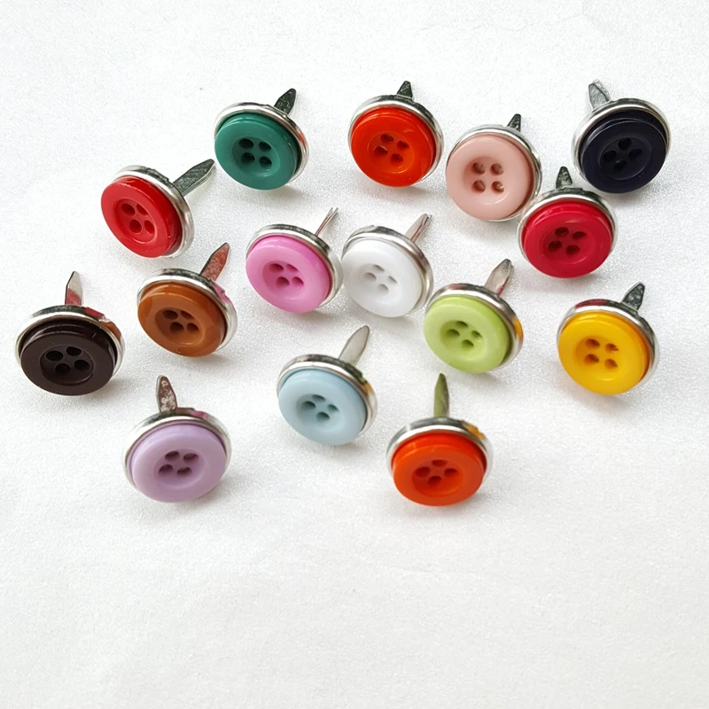 300pcs/pack 12mm Paper Crafts Fastener Metal Resin Home Decoration Pin Iron Europe Painted Scrapbook Antique Imitation Ff-btb001