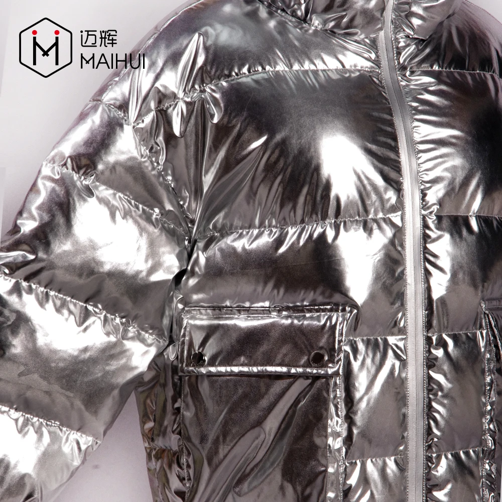 Women Winter Jacket Shiny Silver Color Clothes Women Down Jacket