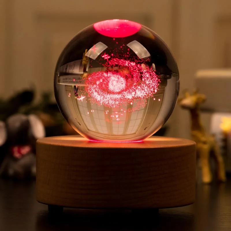 Wholesale Square Round Multi Color Led Bluetooth music Crystal glass wooden Light Lamp Base stand for birthday gift Decoration