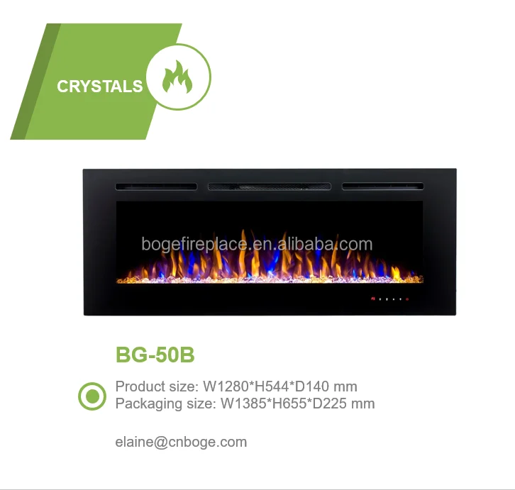 Premium 50-inch Slim Wall Mount Electric Fireplace with 3 LED Colors
