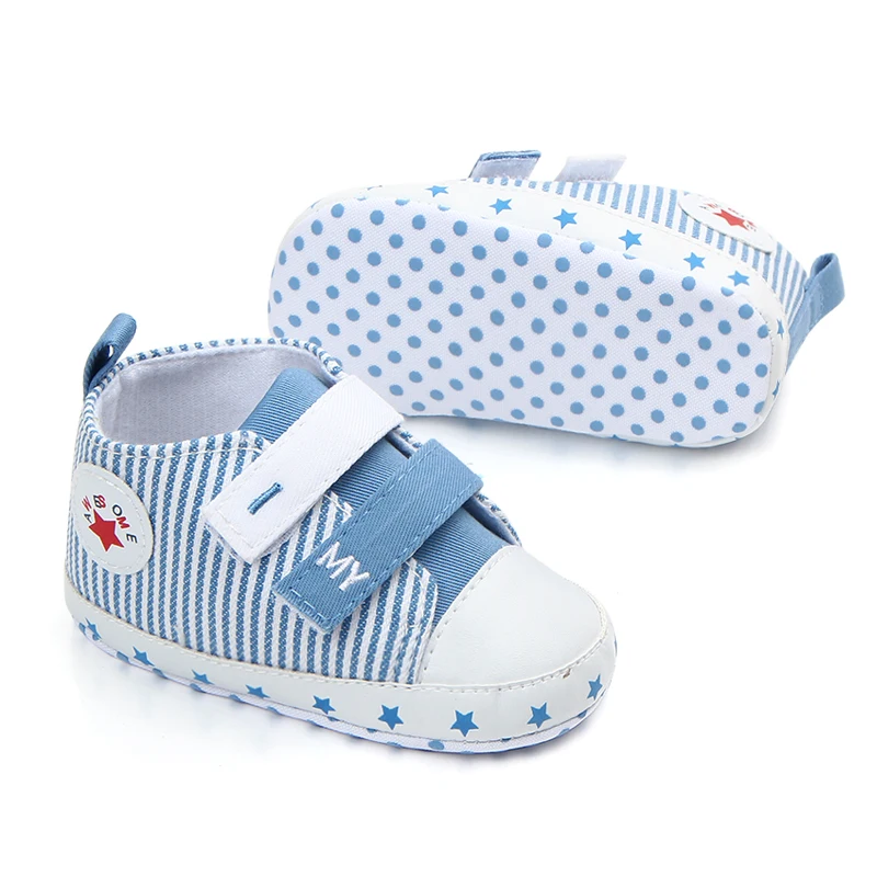 New arrival hook&loop strip design canvas baby boy shoes 2018