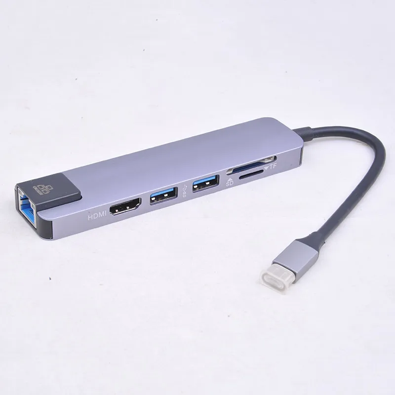  7 в TYPE-C до HD MI USB3.0 RJ45 Ethernet конвертер адаптера SD устройство для считывания с tf-карт Type-C USB концентратор 60 Вт PD переменного