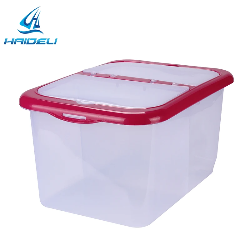 Cheap eco friendly kitchen chinese food box clear plastic 10 15 20 25kg rice grain storage containers with lid for sale