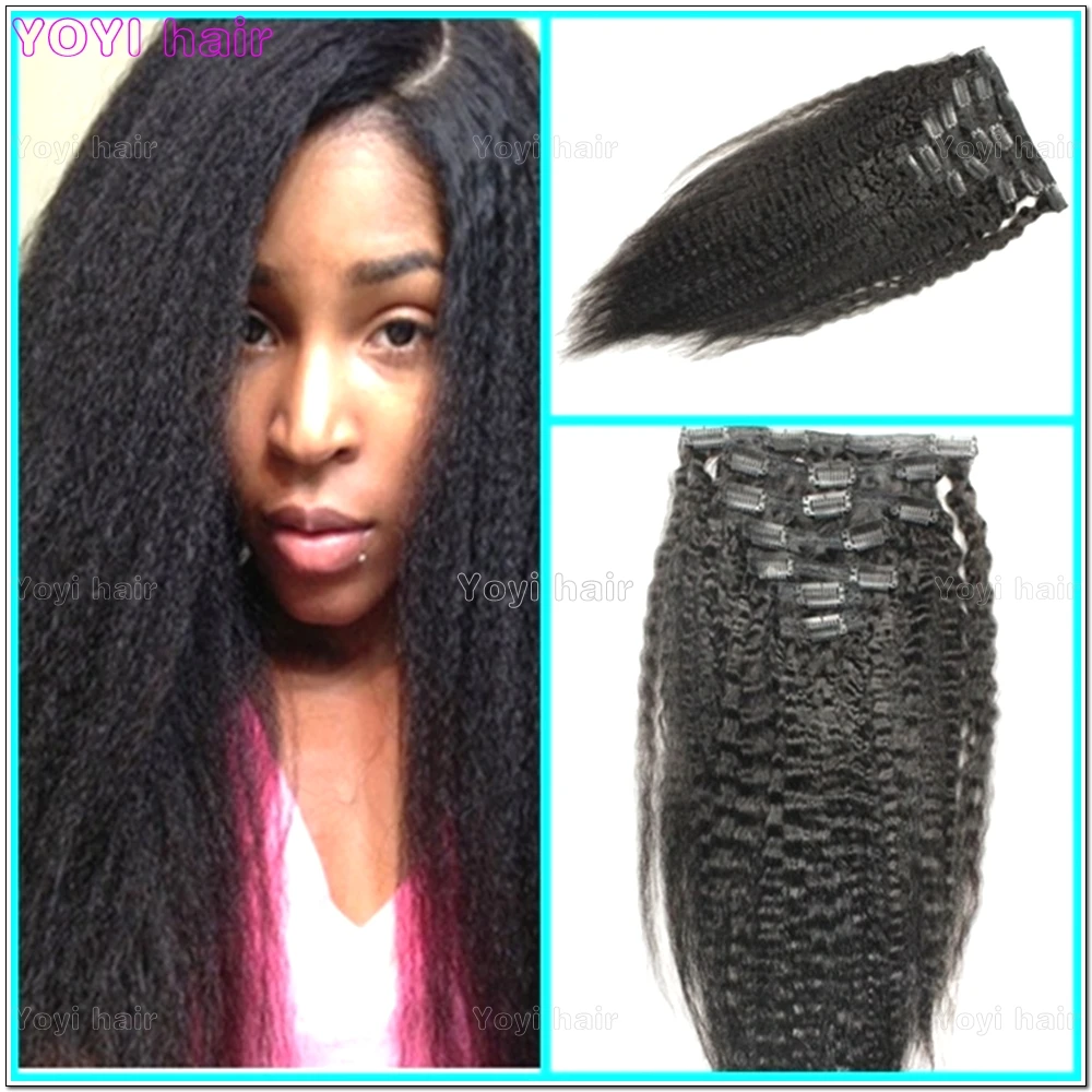 Tangle free afro kinky blow out clip hair extension