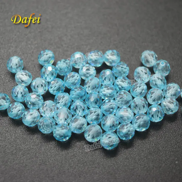 Aquamarine Football Cubic Zirconia Beads