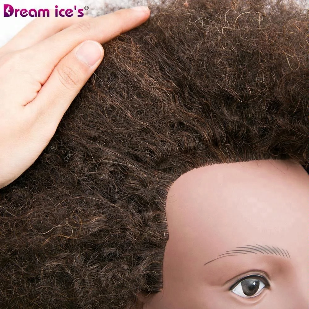 Wholesale African Barber Men Braiding Practice Hairdresser Training Doll Head,Human Curly Hair Styling Afro Male Mannequin Head