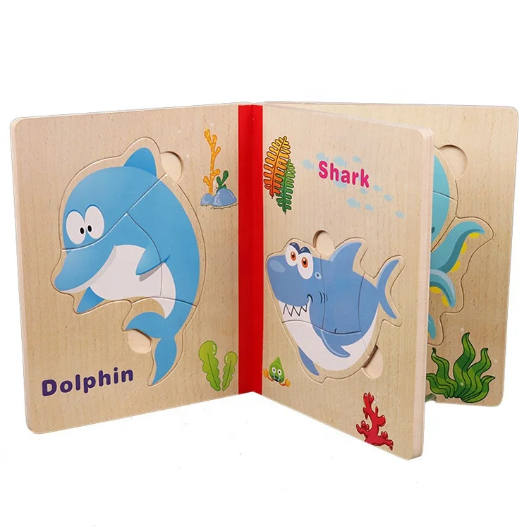 Детская деревянная книга-головоломка Монтессори с персонажами мультфильмов персонажей мультфильмов, 6 страниц, 3D, «сделай сам»