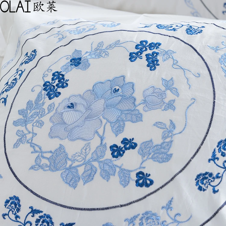 Embroidery custom logo Solid Color Duvet Cover Set Bedding Set For Wholesale
