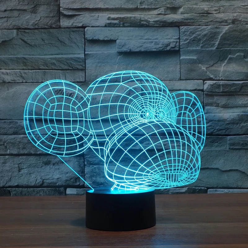 FS3055 Big Ears Monkey Kids Night Light Animal Led 3D Table Lamps