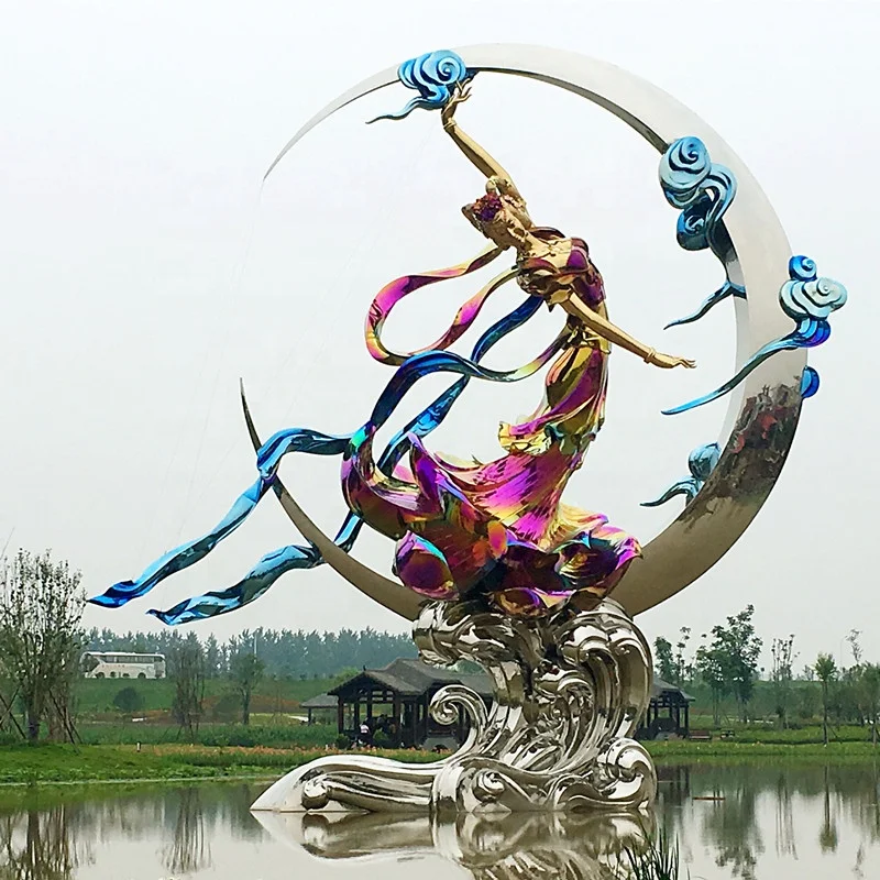 China Professional Manufacturer High Quality Chrome Paint Fiberglass Sculpture Multicolor Metal Polished Chrome Sculpture
