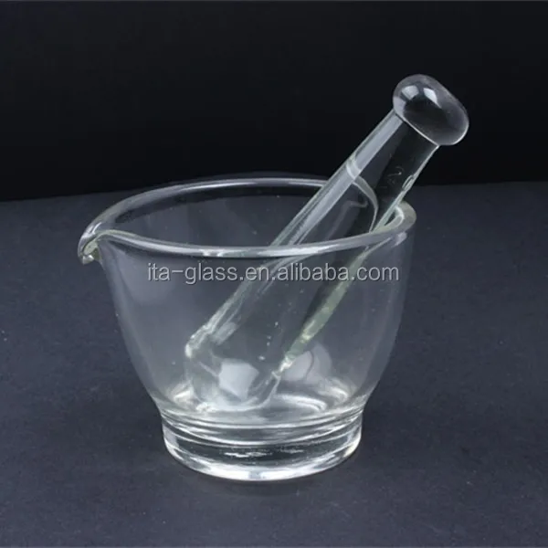 China factory customer design 2OZ mini soda-lime glass mortar and pestle