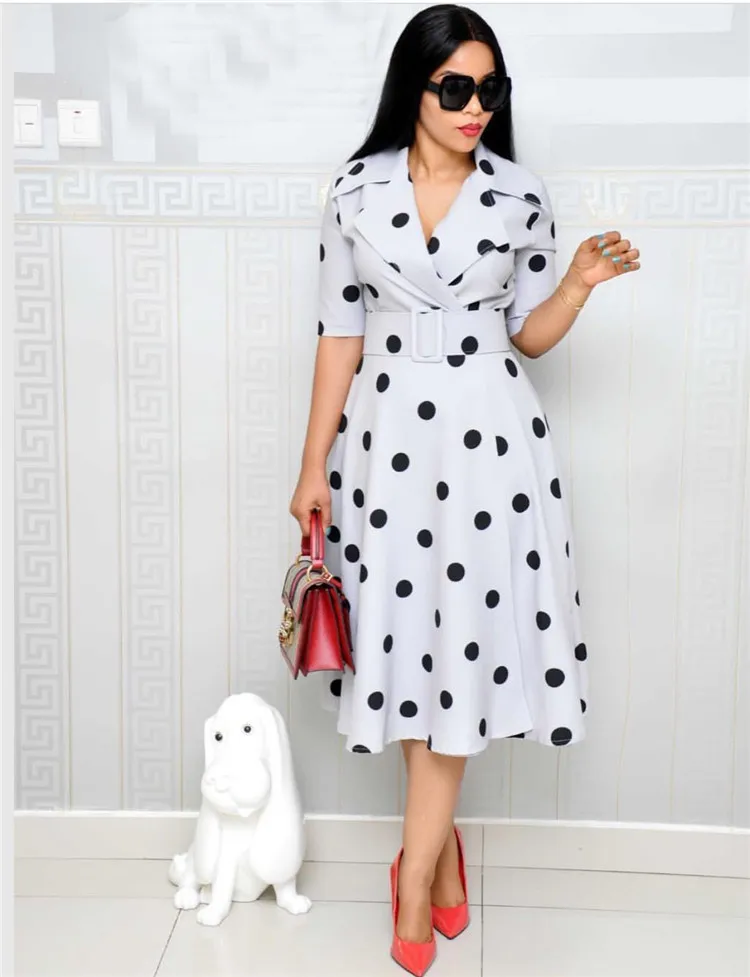 
LF-150 2021 Dresses Women Elegant Office Dresses Women Formal Polka Dot Wholesale Summer Dresses Women Ladies 