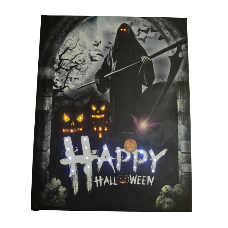 Hot Selling Custom LED Lighting Up Diary/Notebook With Fiber Optic for Halloween