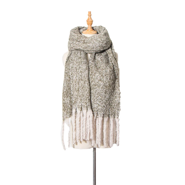 
Thick Plain Winter Warm Oversized Big Fringe Scarf Shawls Oblong Scarves 