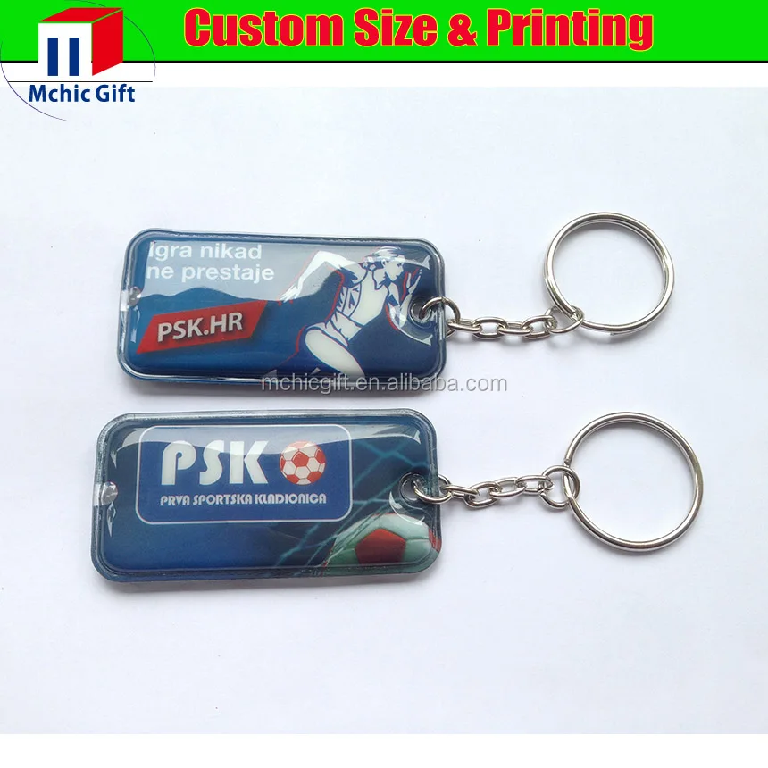 Customized Full Color Print Promotional PVC Led Keychain, Mini Flashlight