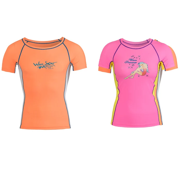 Personalizada watersports short sleeve upf 50 sublimated rashguard mma for women