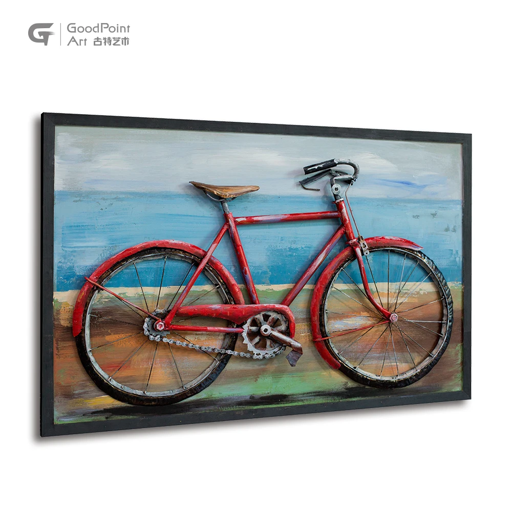 Popular Hot Bicycle art decoration 3D modern chinese wall art custom metal painting