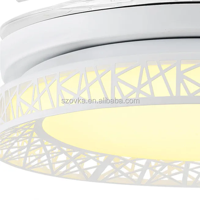 Современный простой потолочный вентилятор с невидимым лезвием и пультом дистанционного управления в виде птичьего гнезда со светодиодной подсветкой