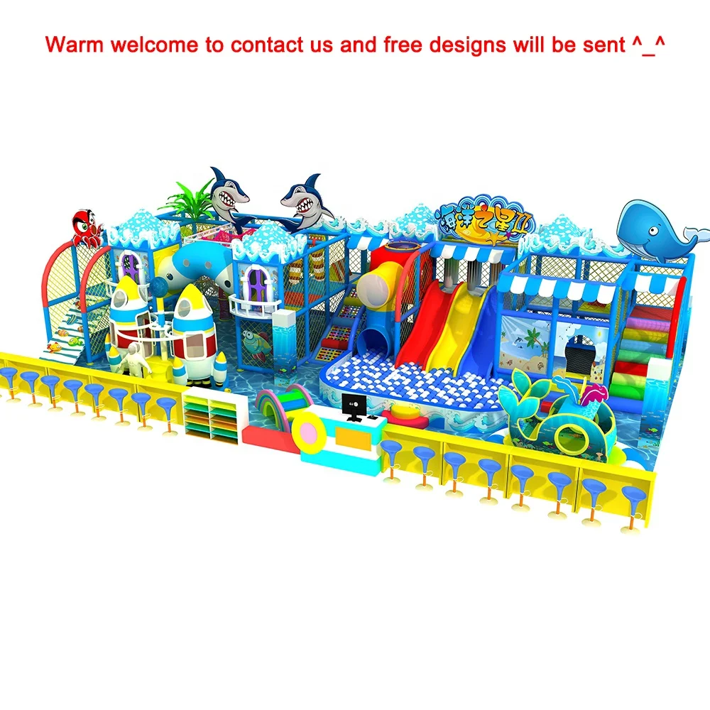 Large kids toy indoor pool slide playground plastic slide children indoor soft play centre for commercial