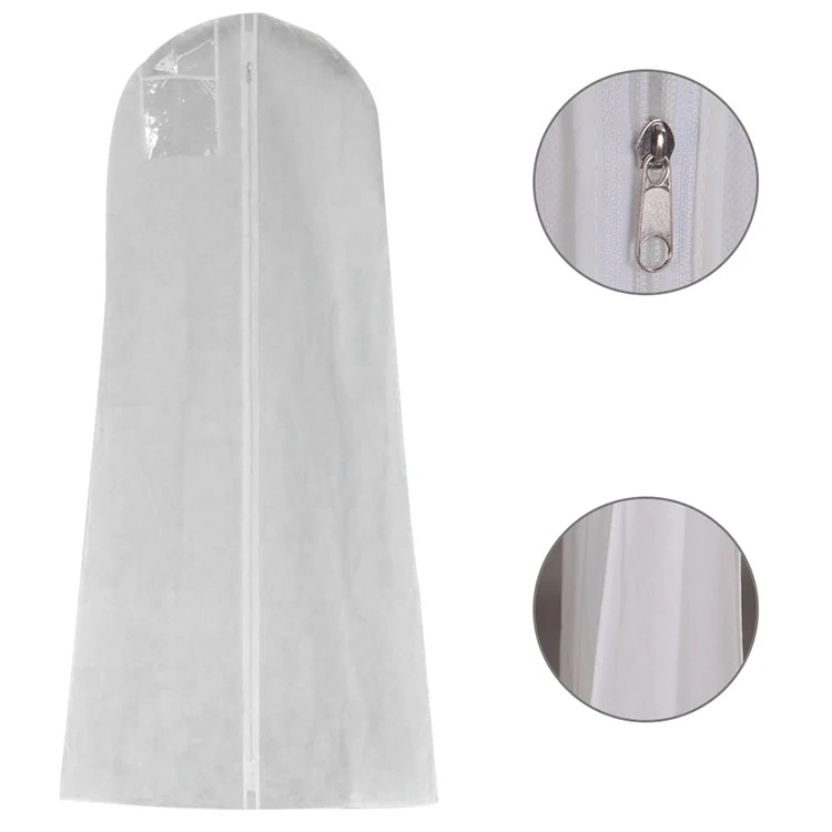 Custom printed non-woven white fabric zippered folding wedding dress garment bag