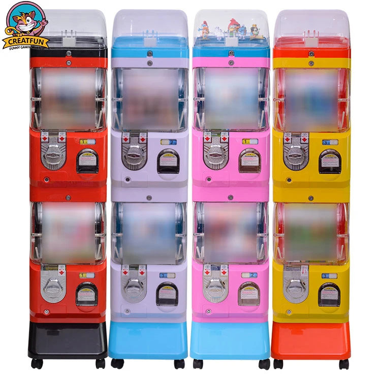 2019 popular double coin operated toy gumball  candy capsule vending machine