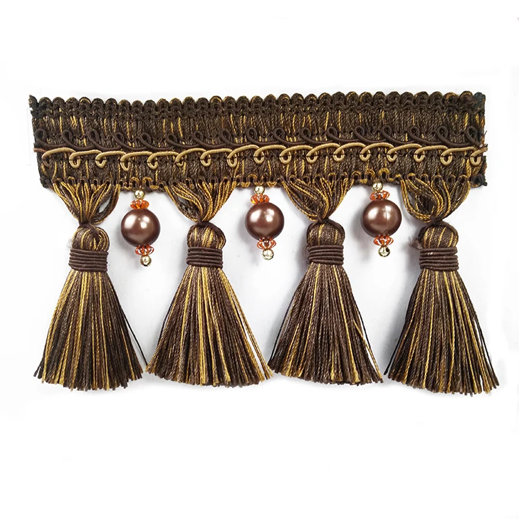 High quality beautiful bead tassel fringe trims for pillow decoration