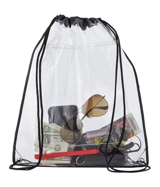 
logo printed backpack transparent pvc clear backpack drawstring bag 