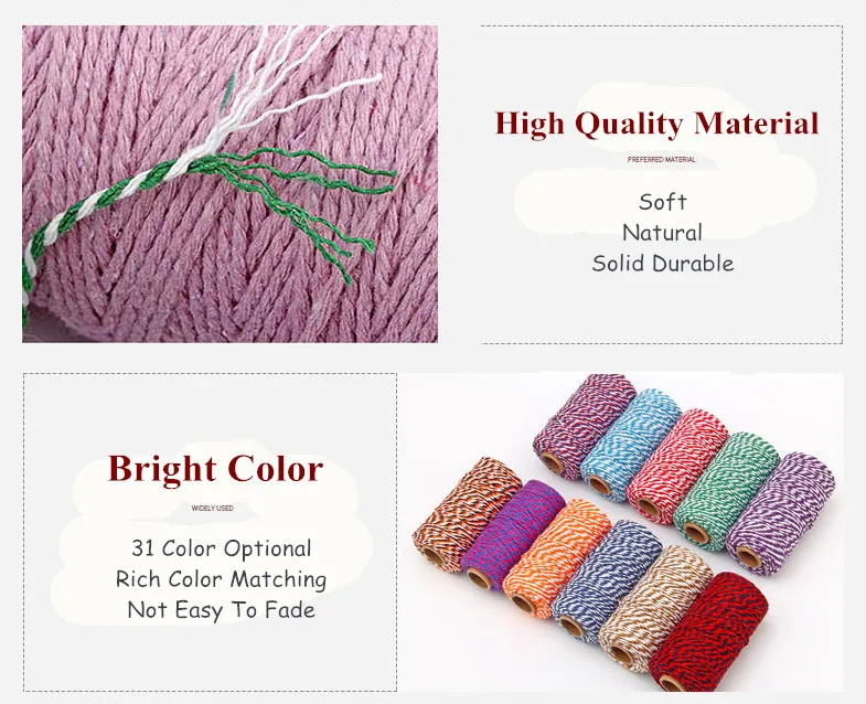 Wholesale 2 mm Nature cotton baker twine macrame decoration string