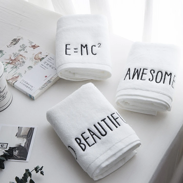 Wholesale 100% cotton face towel white custom hand towels with embroidery logo for washcloth
