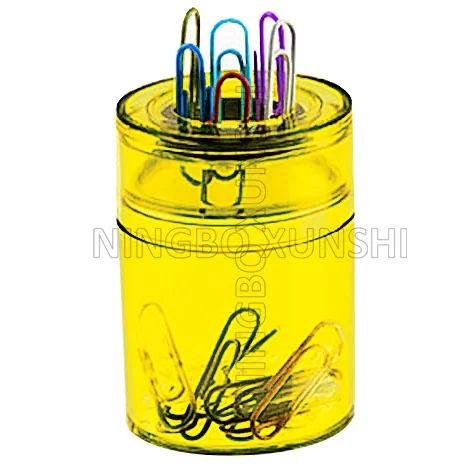 
Promotion gift ABS plastic transparent circle column cylinder design built in magnet ring document office desktop file clip box 