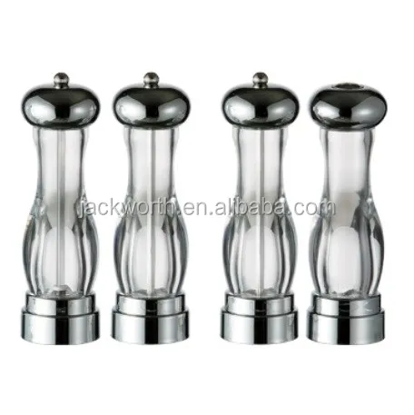Acrylic Plastic Salt Shaker and Pepper Mill Set