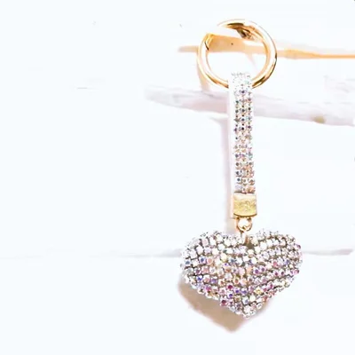 Fashion diamond rhinestone heart shape keychain for bag