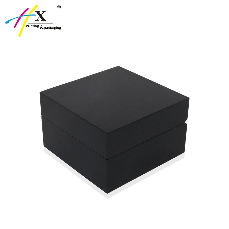black square watch wood box for large face watches with pocket inside