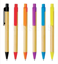 Экологичная Бумажная ручка, рекламная Высококачественная шариковая ручка с пластиковым зажимом и логотипом